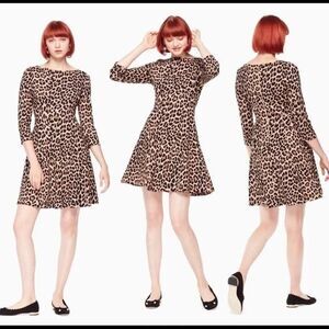 Kate Spade fit and flare cheetah print preppy dress designer pockets comfort